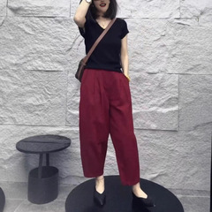24152 Dai Mei Yiyuan 2025 新しい夏のファッション黒スリム半袖 Tシャツカジュアルハーレムパンツ痩身