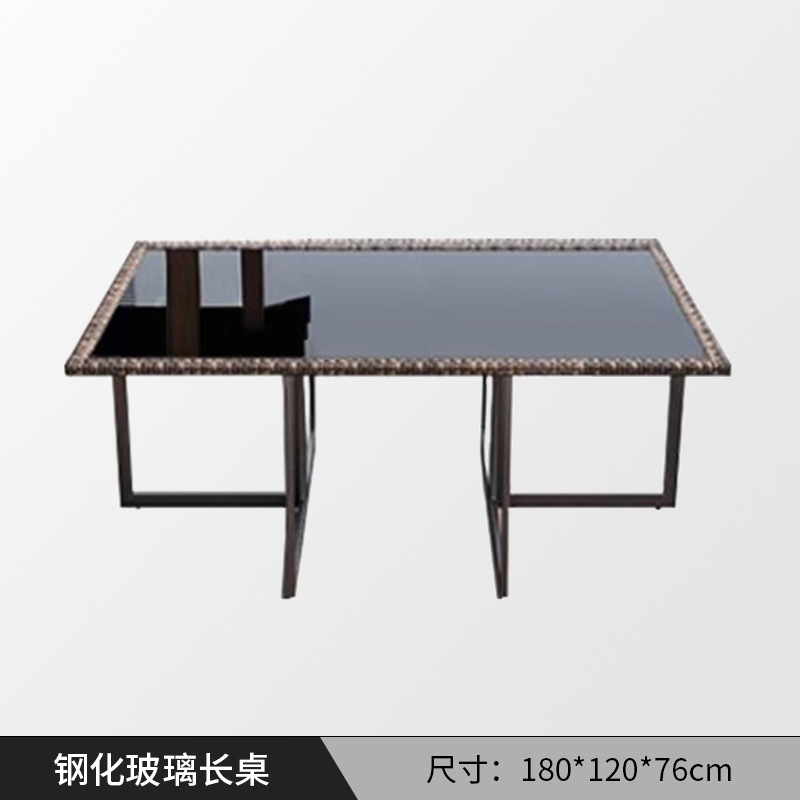 Mesas y sillas al aire libre Jardín al aire libre Combinación de sillas de ratán Protector solar impermeable Plataforma al aire libre Juego de mesa de comedor informal