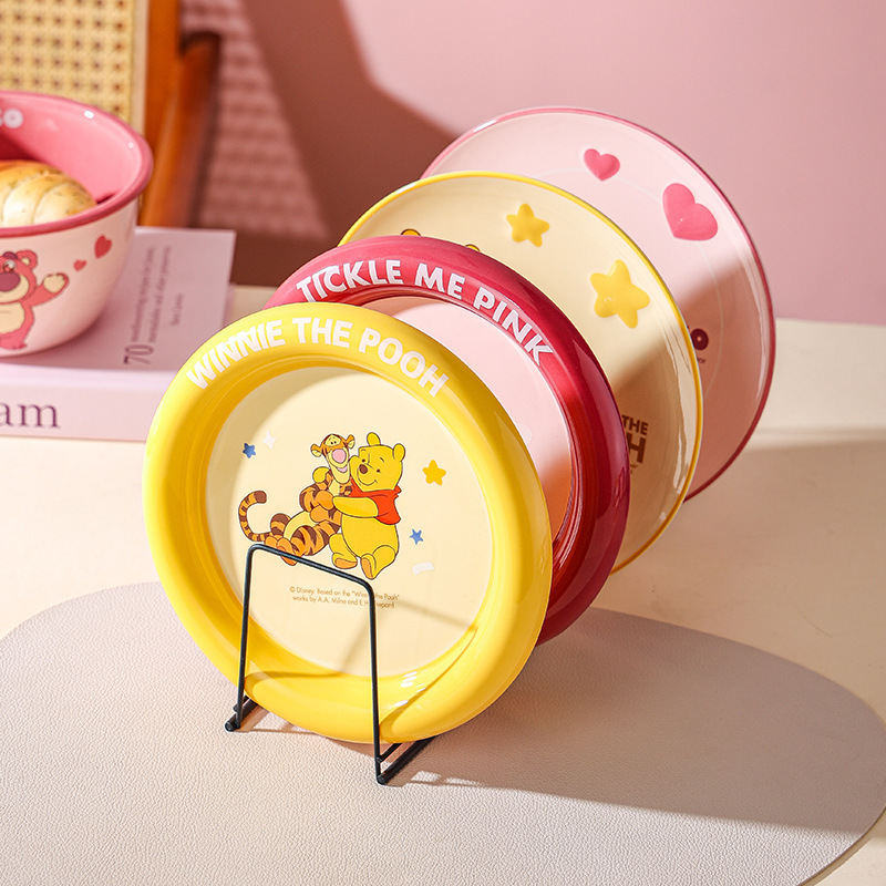 Disney Mini 8 pulgadas de dibujos animados de cerámica cubiertos de platos profundos set de platos caseros de borde grueso sin envío