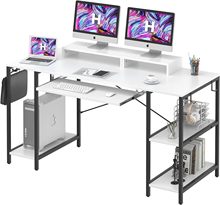 現代電腦桌適用於家庭辦公室書房桌帶顯示器架帶鍵盤托盤和儲物架