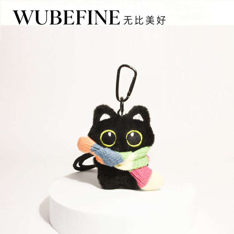 Cute Little Black Cat Schoolbag Pendant Plush Doll Hanging Doll Car Keychain Gift Trendy for Students Cute Little Black Cat Schoolbag Pendant Plush Doll Hanging Doll Car Keychain Gift Trendy for Students