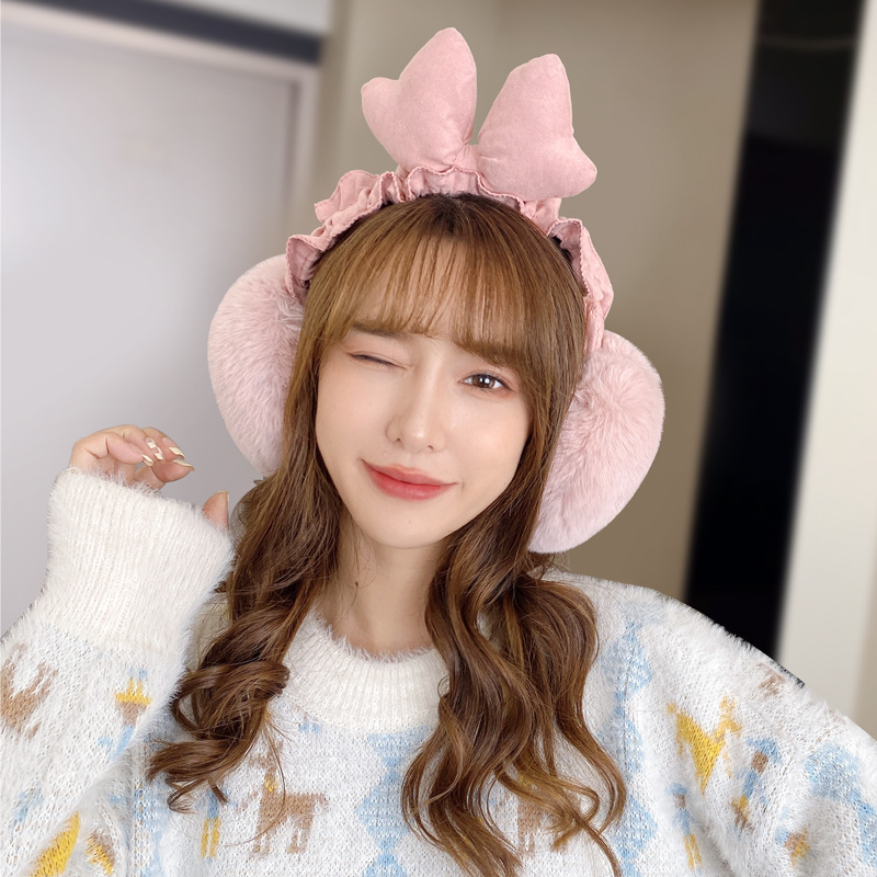 冬季保暖耳罩蝴蝶结可爱耳罩可折叠防风保暖骑车耳罩毛绒耳罩女冬|ms