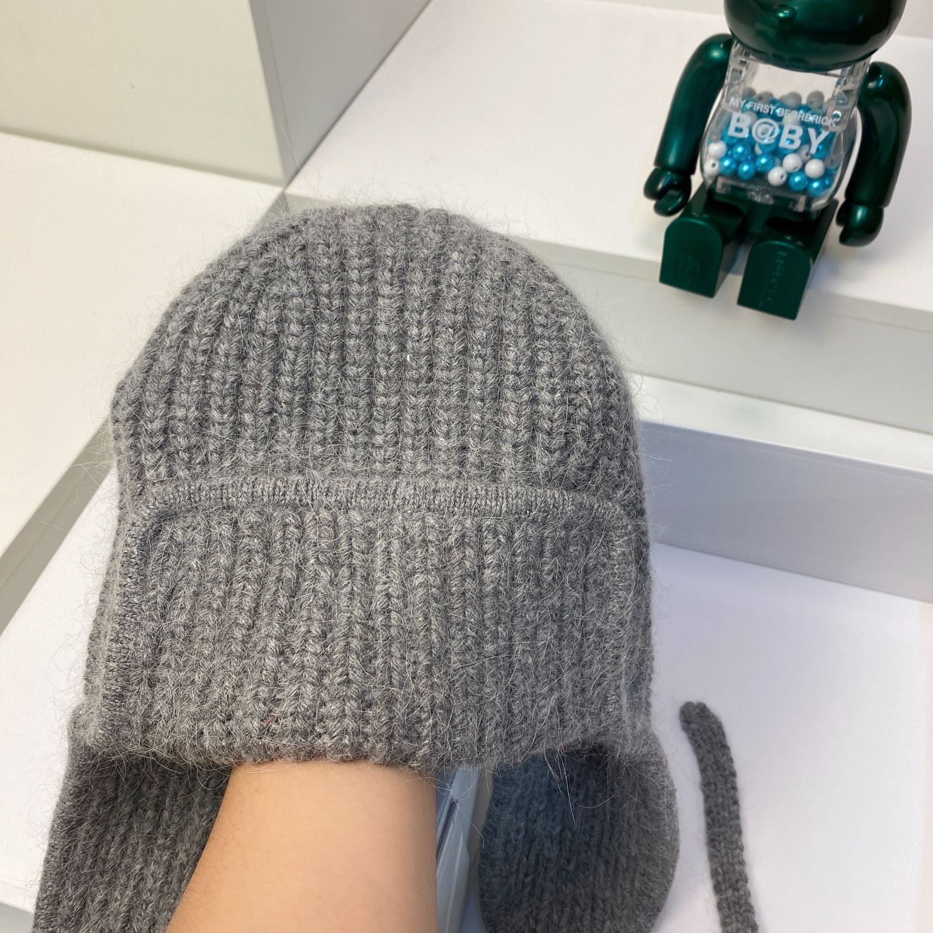 Russischer Samt, verdicktes Kaninchenhaar, gestrickt für Wärme im Winter, Ohrenschutz, Gesichtsumhüllung, Wollmütze, modisch_voghion.com