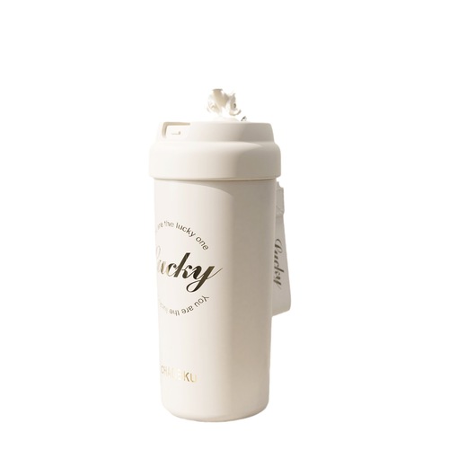 Thermal cup coffee cup for girls with high aesthetic value portable straw water cup, cold retaining with tea filter, large capacity cup, gift