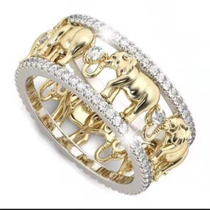 Wholesale Jewelry Simple Style Elephant Alloy Rhinestones Plating Inlay Rings display picture 2