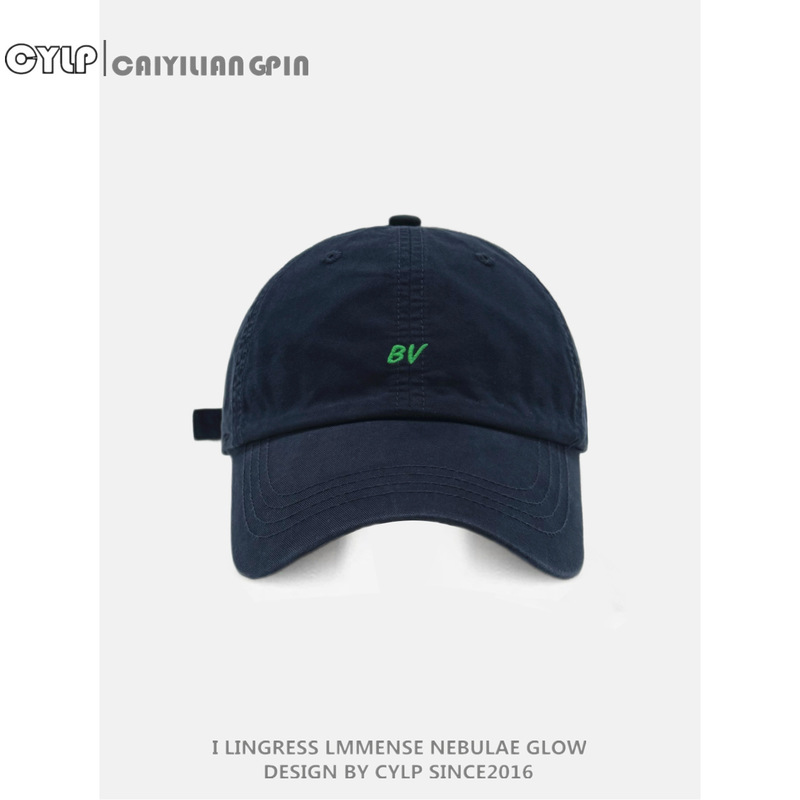 Korean-Style Simple Versatile Small Letter Bv Embroidered Soft-Top Baseball Cap for Men and Women, Spring and Summer, Face-Slimming Sunshade Cap