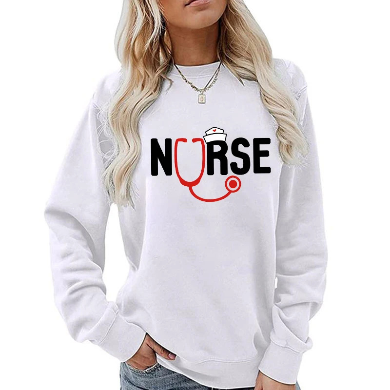 New Women Fashion Nurse Stethoscope Print Sweater For Women