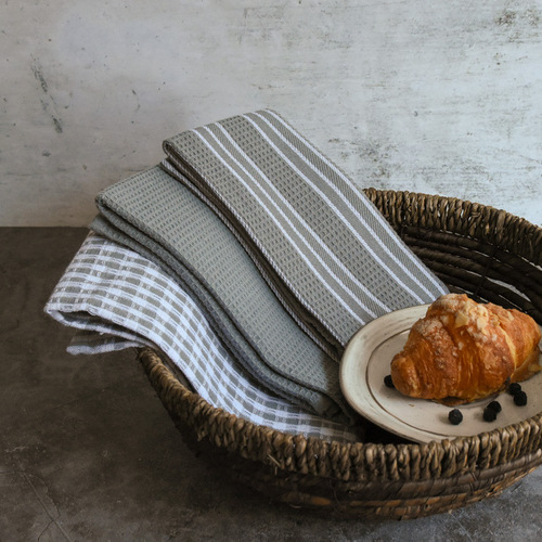 Cotton waffle gray tea towel napkin European and American hotel western restaurant napkin cloth home fabric kitchen towel