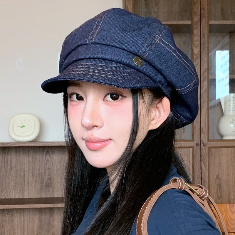 日系复古文艺风春秋贝雷帽女薄款大头围显脸小八角画家帽子云朵帽|undefined