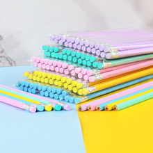 马卡龙HB铅笔小学生正姿糖果色铅笔带橡皮头亮杆椴木纯色木制铅笔