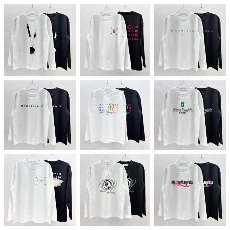 Cross-Border Collection of Maison Margiela Heavyweight Pure Cotton Unisex Digital Direct-Print Printed Long-Sleeve T-Shirts