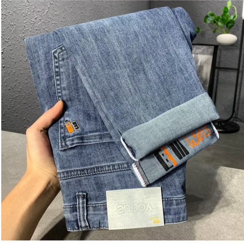Jeans 2024 nouvelle marque polyvalente durable tendance slim fit pantalons longs décontractés pour hommes pour le printemps et l'automne_voghion.com
