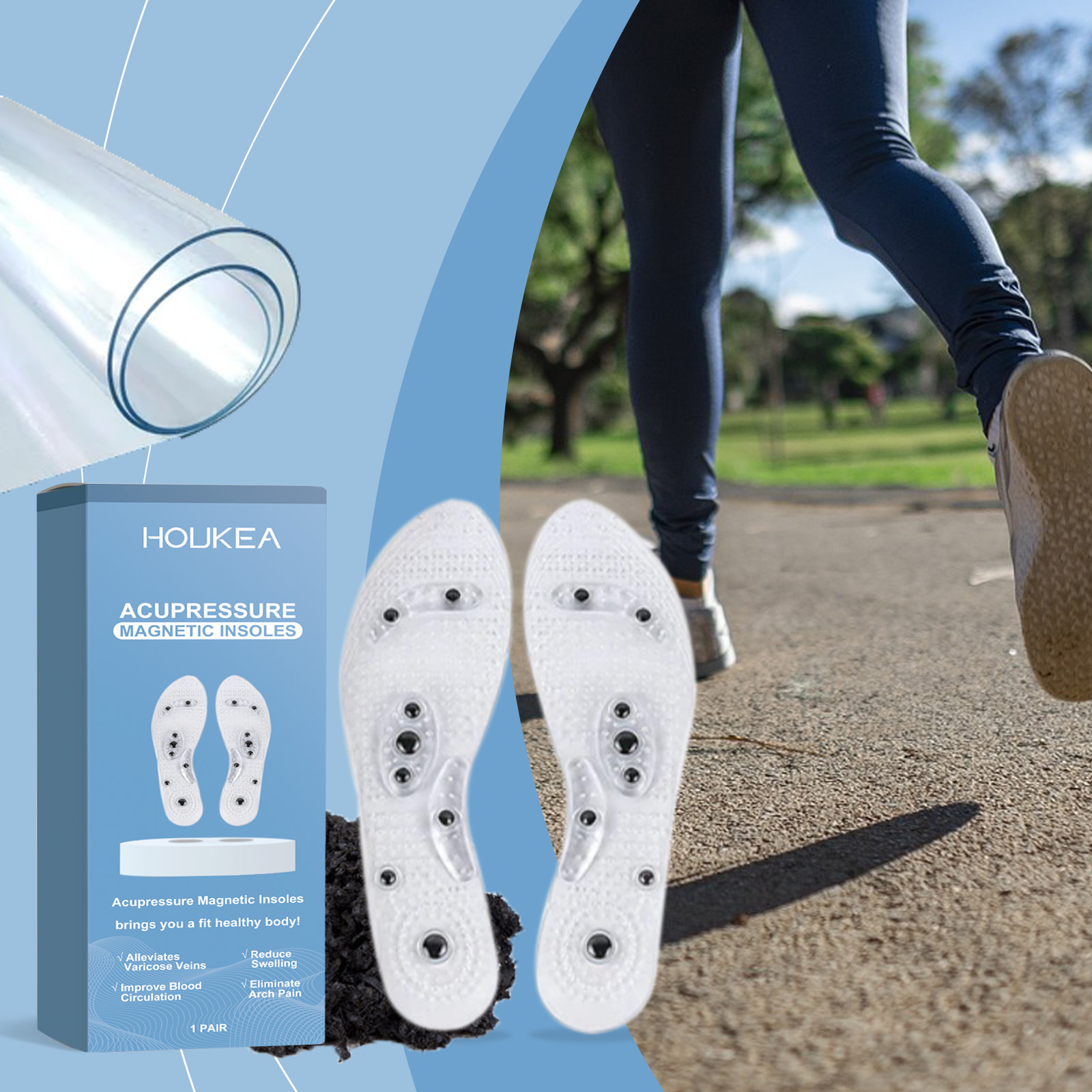 Fußakupressur-Einlegesohle, Fußpolster, langlebige, atmungsaktive Fußpflege-Massage-Einlegesohle_voghion.com