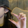 8#Silver cross line earrings