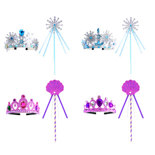 Princess Dress Kidsren's Jewelry Set Crown Tiara Frozen Magic Wand Princess Headband Hair Crown Dress up Accessories