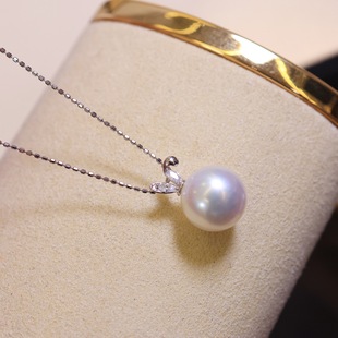 Platinum Pt900 Accessories Rabbit Ear Design Pendant White Zircon Inlaid with 9-10mm Pearls Without Beads