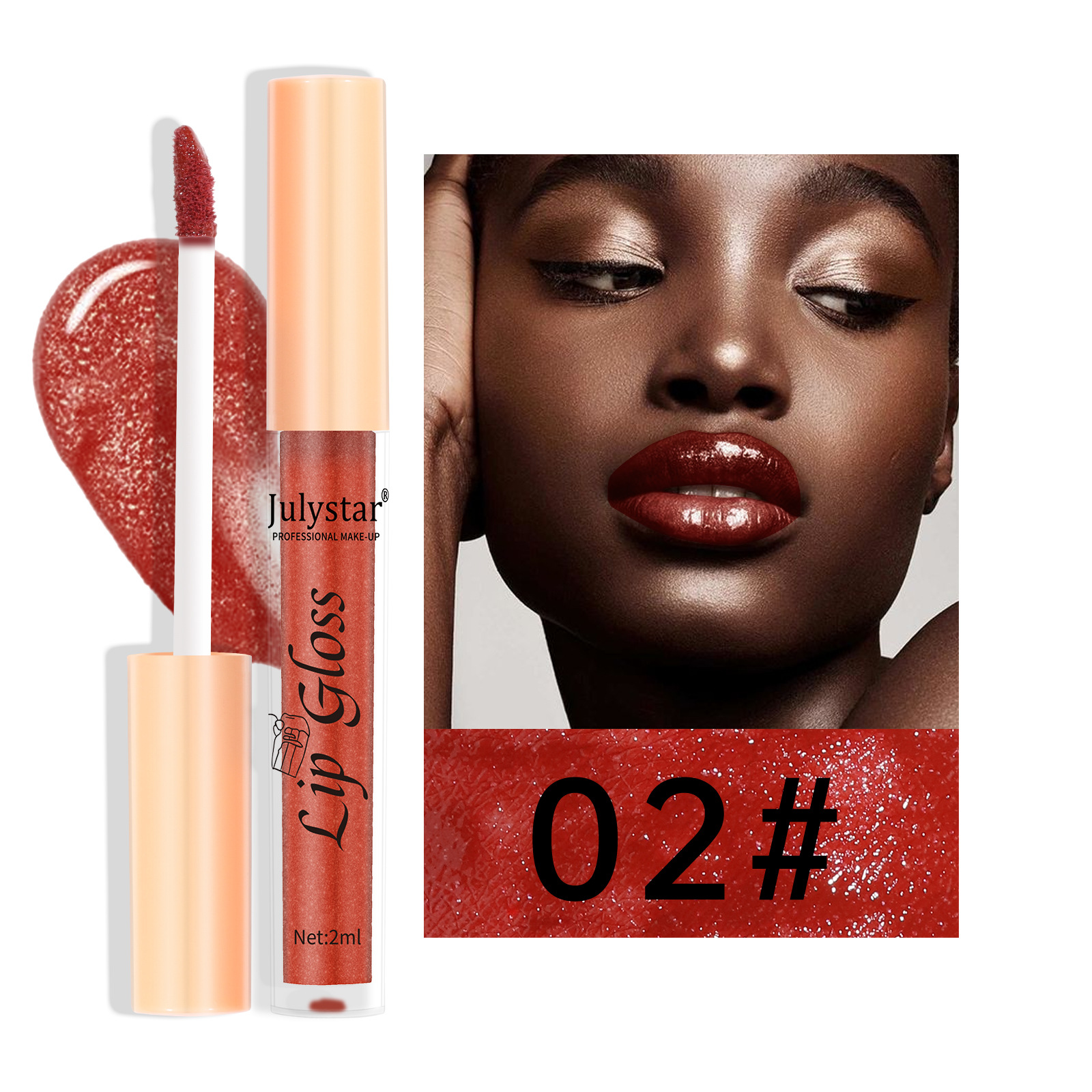 Cross-border makeup lip gloss 8-color pearlescent lip gloss, European and American lip and cheek dual-purpose lipstick, easy-to-apply lip gloss undefined