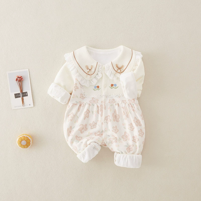Children's spring overall for new born girl's, double-layer demi-season jacket, bodysuit for princess