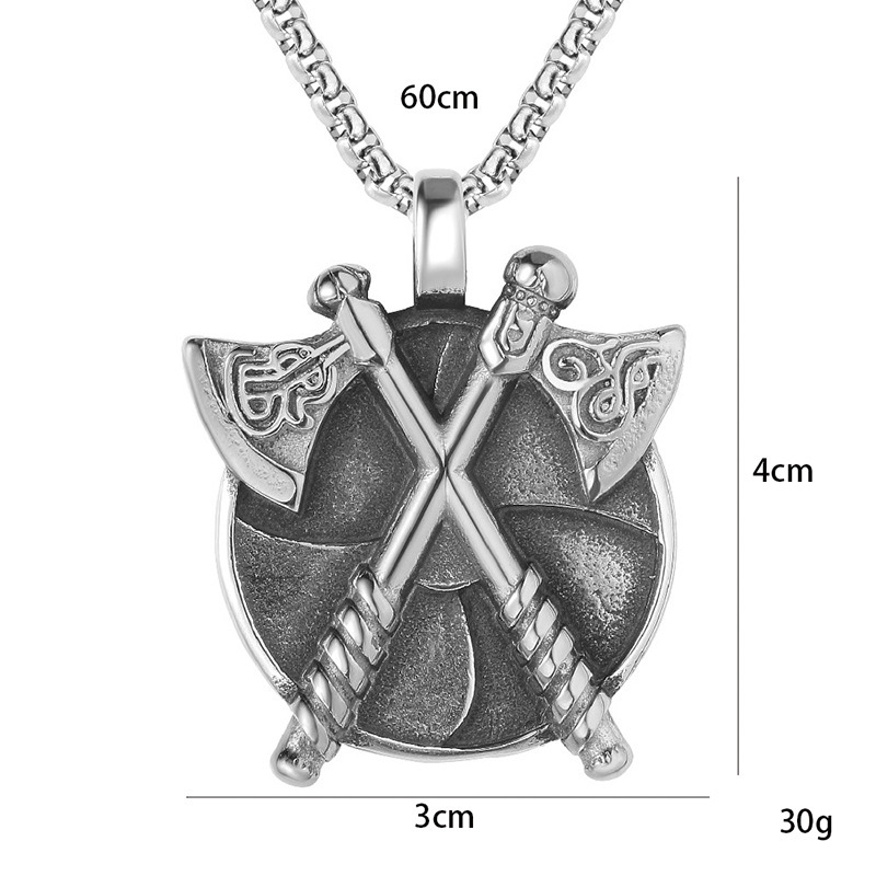 Collana vichinga vintage con ciondolo doppia ascia in acciaio_voghion.com