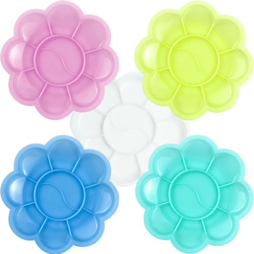 Factory direct sales plastic plum color mixing supplies 4 holes 7 holes 10 holes round palette foot palette wholesale