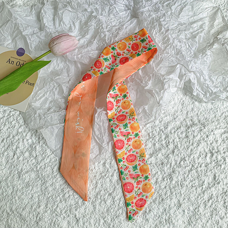 Bufanda de seda, banda larga, sensación de alta calidad, nuevo estilo, cuello, bufanda pequeña, serie de frutas, pañuelo para el cabello, cinta para el cabello