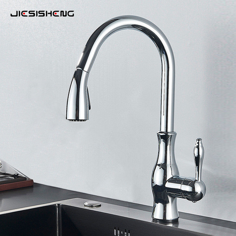 Cross-Border Retro French Pull-Out Faucet Household Sink Sink Kitchen Multi-Functional Hot and Cold Rotating Faucet