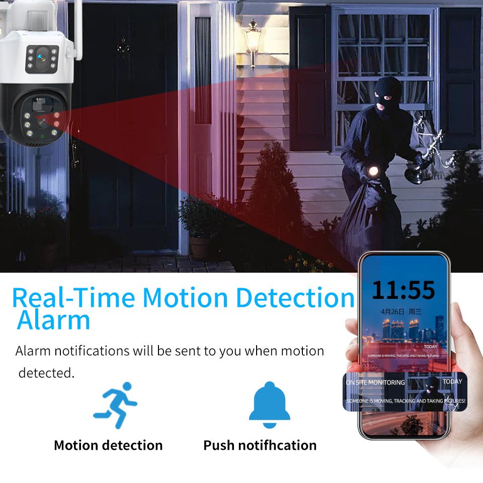 Monitoreo solar de doble cámara Wi-Fi para teléfonos móviles al aire libre impermeable IP66 HD monitor de visión nocturna image 4
