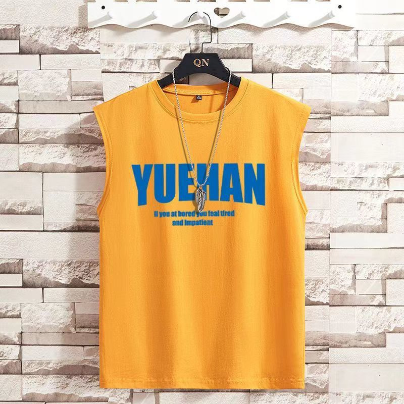 Summer Vest Men's plus size Loose All-match Sweatshirt Korean Style Ins Fashionable Men's Waistcoat Sleeveless T-shirt Handsome Top