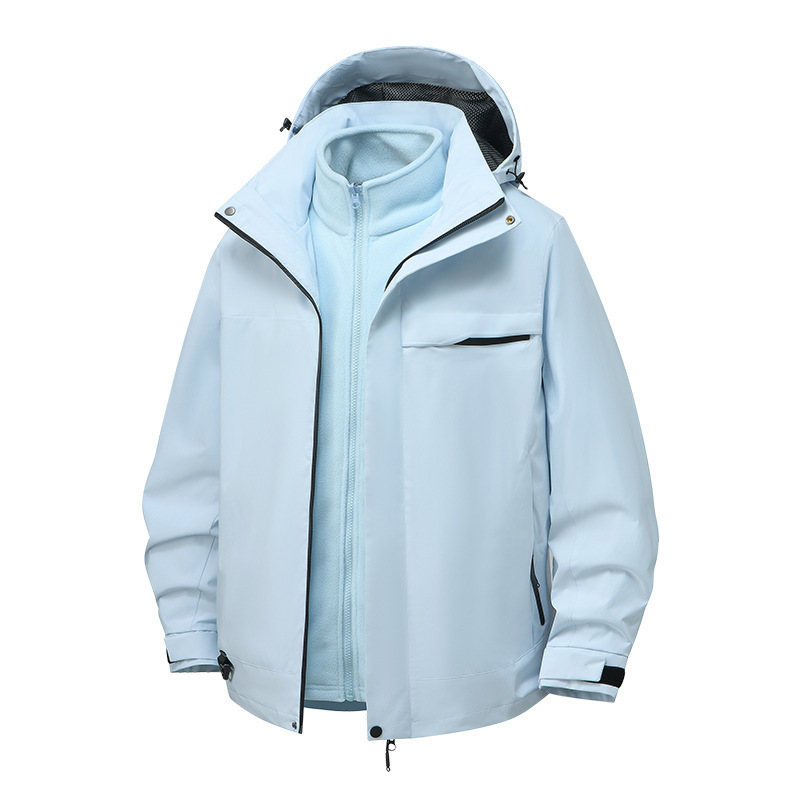 骆陀同款冲锋衣三合一女秋冬户外防风防水情侣登山服新款连帽外套|undefined