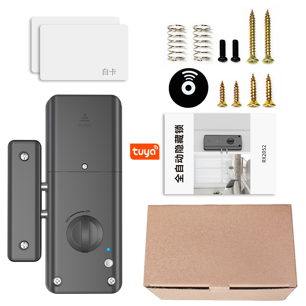 Tuya cerradura de puerta invisible puerta de madera interior sin perforación cerradura electrónica TT Bluetooth WeChat applet bloqueo de pase bloqueo de tarjeta de crédito