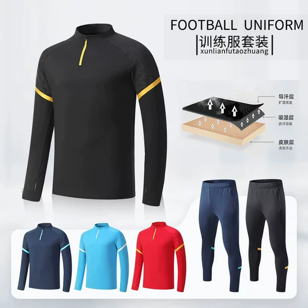 Autumn and Winter Football Training Clothes Long Sleeve suit Men's and Women's Appearance Coat Youth Team Jersey Print Class Name Ball Number