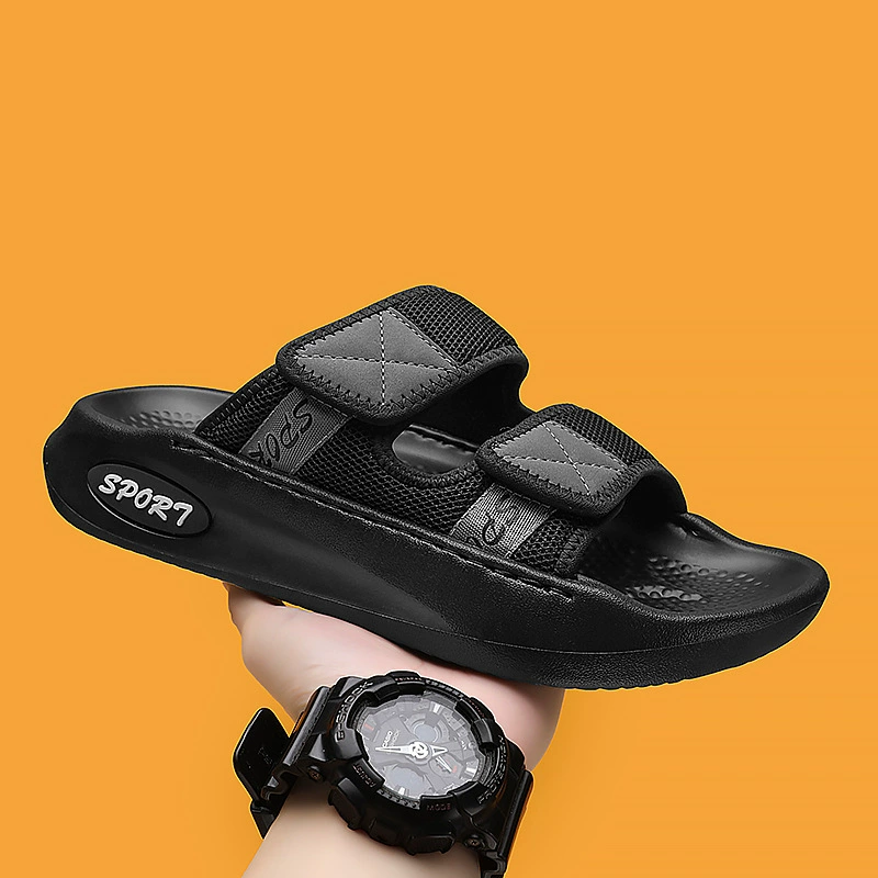 Мужские новые летние спортивные тапочки, нескользящие пляжные сандалии с пряжкой, высококачественные уличные тапочки для отдыха
