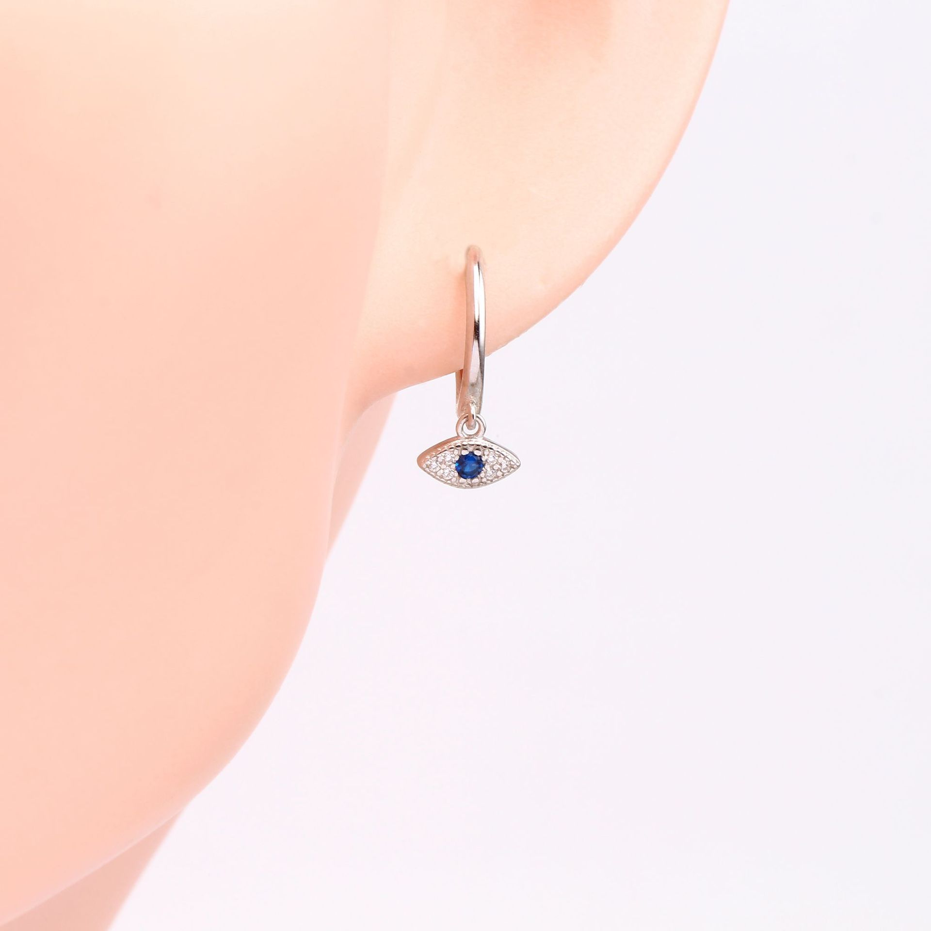 Zircon Inlay Material 1 Pair 925 Sterling Silver Zircon Devil'S Eye Drop Earrings