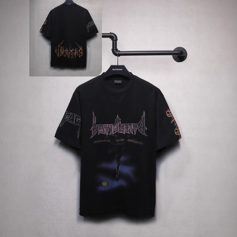 25ssクロスボーダー高品質タワーテーププリントレタードダメージ半袖Tシャツゆったり万能ワンピース卸売|undefined