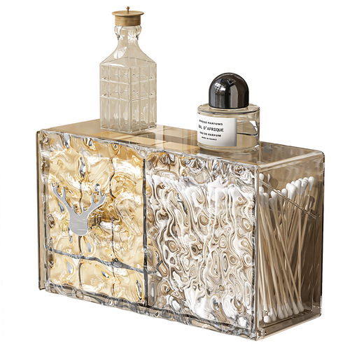 Makeup cotton pad storage box, wall-mounted transparent dustproof divider, bathroom lipstick hair tie organizing box, bathroom cotton swab box