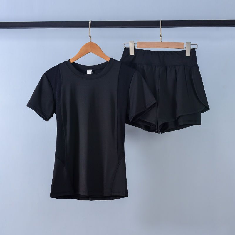 Trajes de yoga para mujeres de verano ropa seca rápida delgada para correr trajes deportivos de entrenamiento en línea para mujeres ropa de fitness de dos piezas