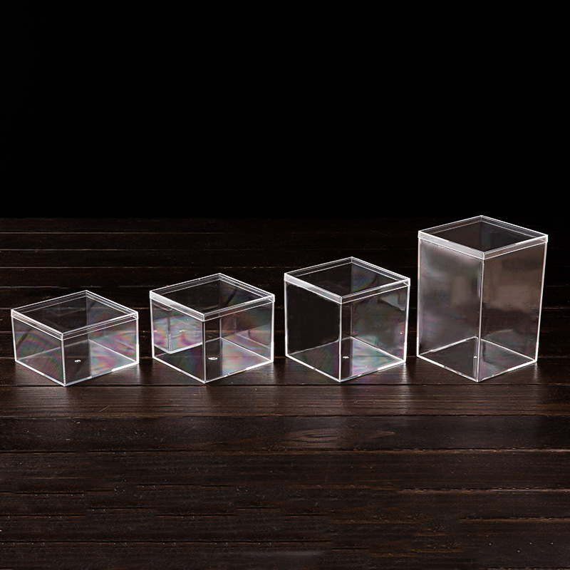 Square Transparent Acrylic Box with Lid PS Plastic Jewelry Gift Candy Wedding Candy Packaging Storage Display Box
