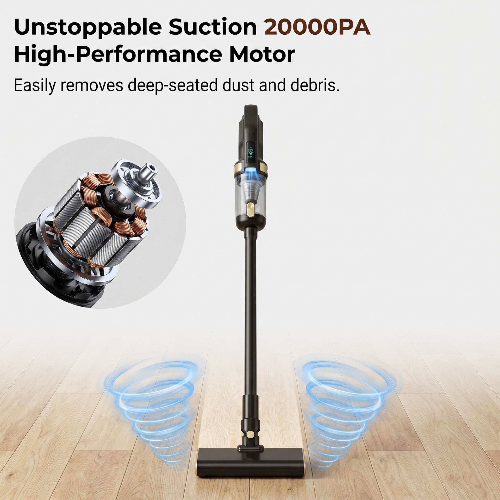 Car-mounted wireless vacuum cleaner, handheld portable digital display floor mop, multifunctional dust-absorbing and air-blowing device for home and car use