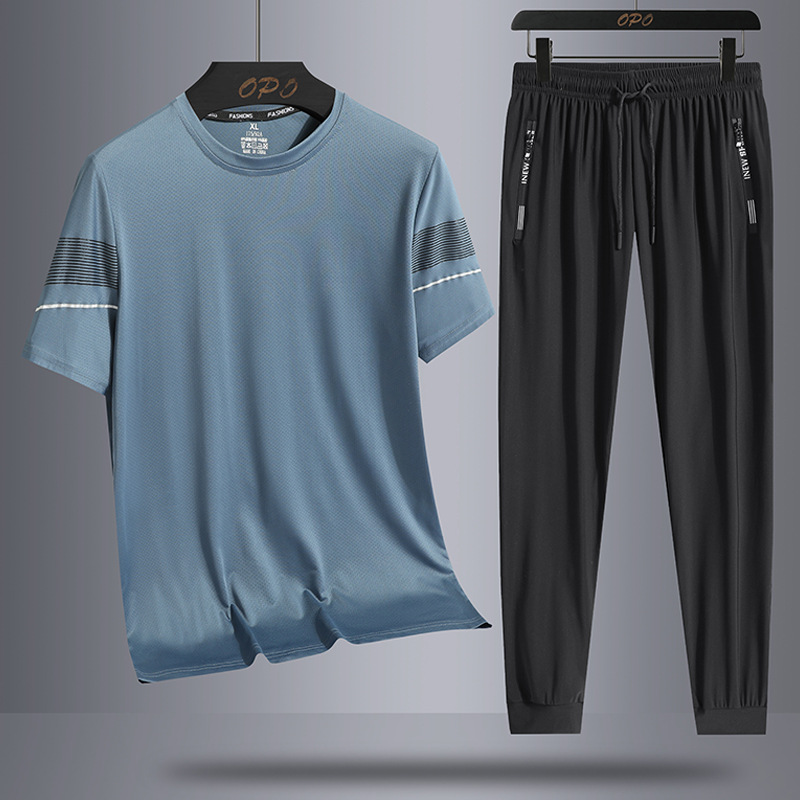 Summer silk ultra thin breathable men's high-end elastic trousers