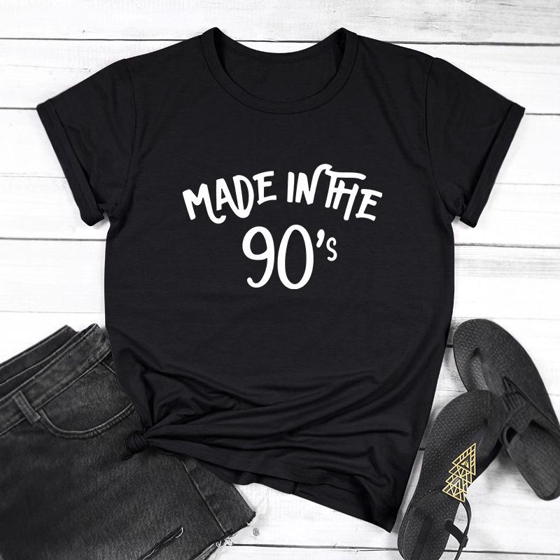 90 s Harajuku Retro T-Shirt Short Sleeve Casual Women's Top Made In The 90's Letter Printed T-Shirt