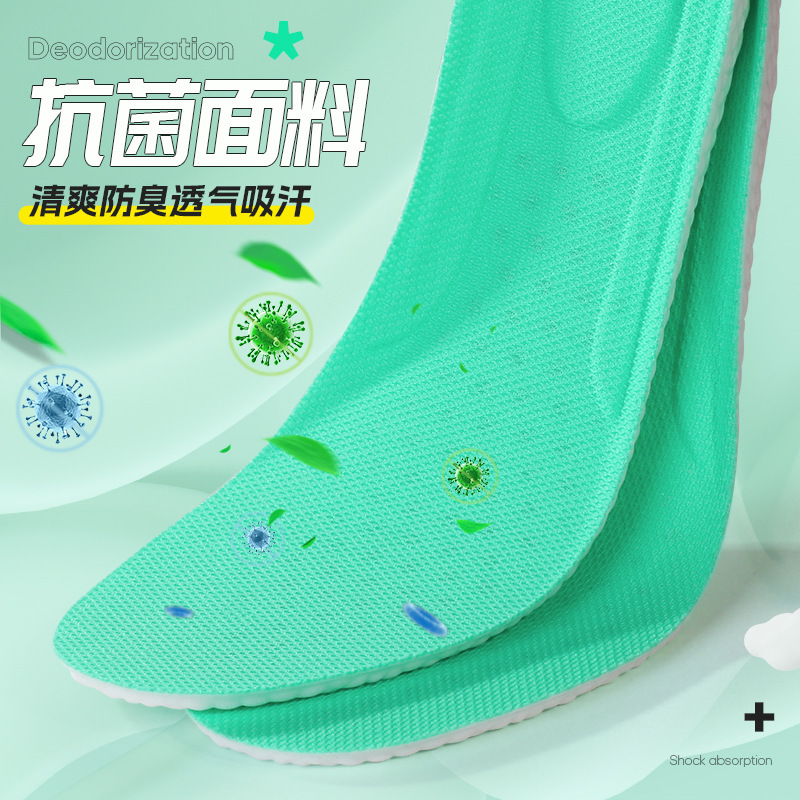 Menta desodorante antibacteriano plantilla transpirable sudor absorbente suave cómodo gran tuerca deportes plantilla alta elástica amortiguador artefacto