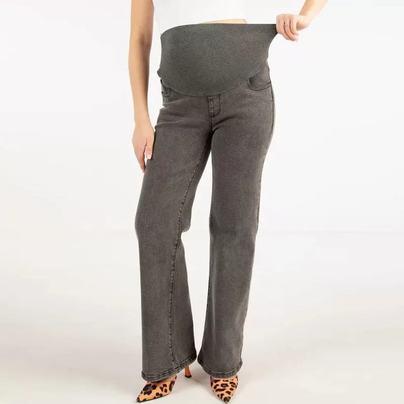 Джинсы для беременных — популярный товар для трансграничной электронной коммерции, высококачественные эластичные прямые широкие брюки на весну, осень и зиму.