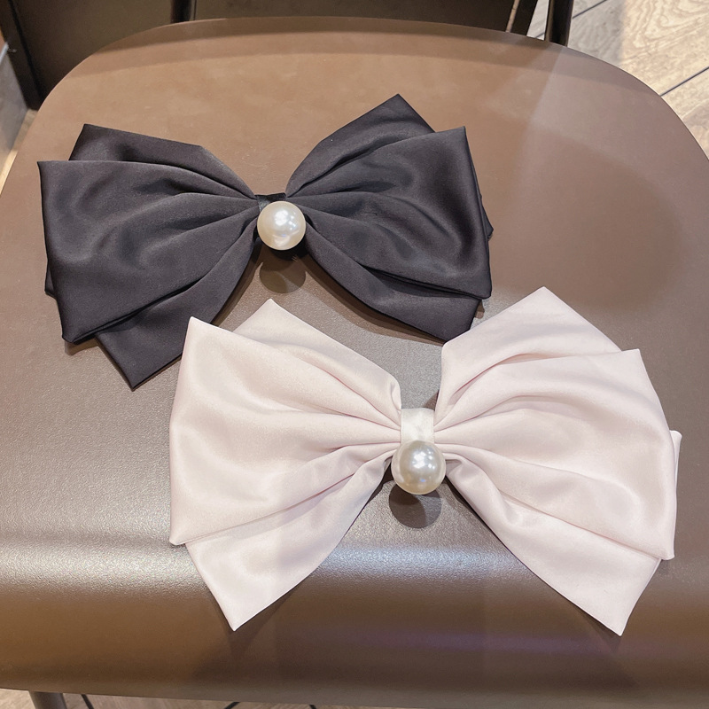 Fashion Bow Knot Cloth Pearl Hair Clip 1 Piece display picture 2
