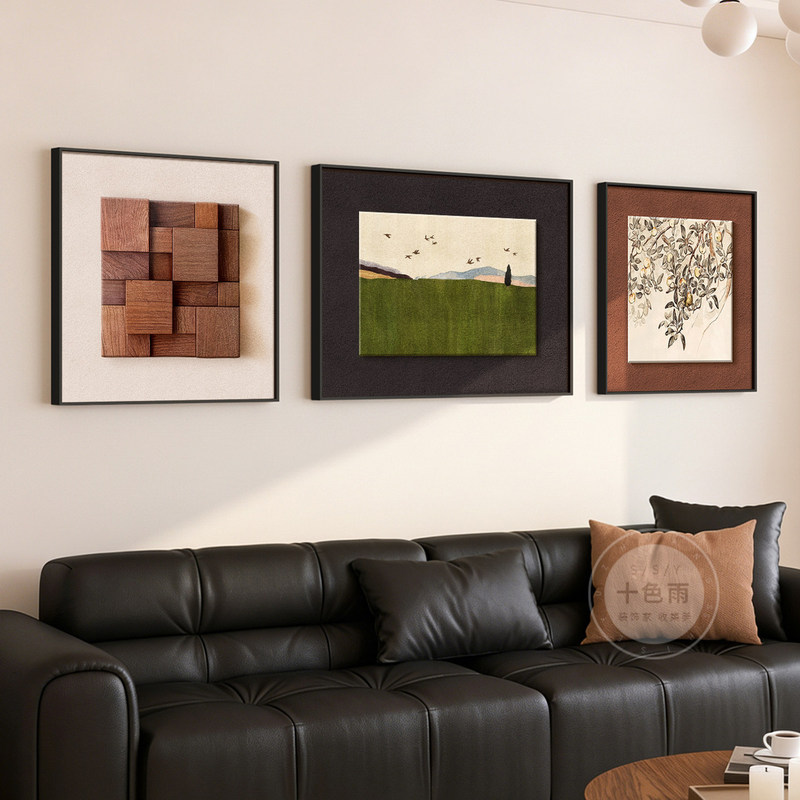 Vintage-style living room decorative painting with a backing, sofa background wall hanging painting, niche art landscape combination mural Vintage-style living room decorative painting with a backing, sofa background wall hanging painting, niche art landscape combination mural