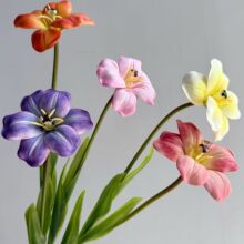 仿真花EVA手感PU郁金香翻瓣开口家居插花造景软装婚庆手捧花摄影