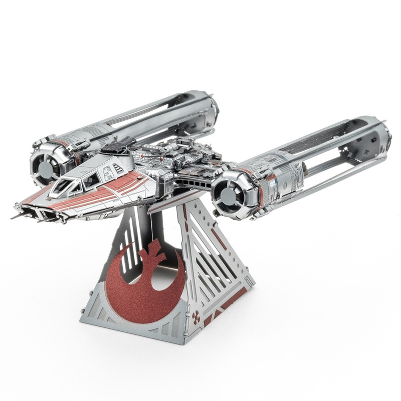 De acero estatua mágica 3D sin pegamento tridimensional de metal montado rompecabezas de acero inoxidable modelo planeta batalla en solitario Y-Wing Fighter