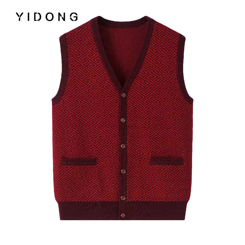 中老年情侣12针双提V领男士坎肩 女式单排扣口袋内搭马甲