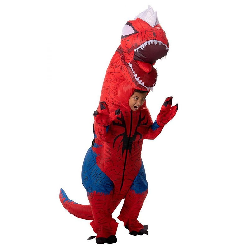 Disfraz inflable de dinosaurio de poliéster, cosplay divertido, muñeca de dibujos animados para escenario y fiesta