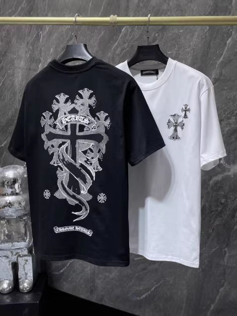 Camiseta de Algodón con Estampado de Cruces, Corte Holgado | Tejido Transpirable