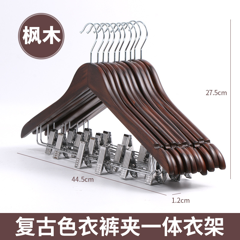 Percha de madera maciza, tendedero de madera, percha que no deja marcas, percha para tienda de ropa, perchero vintage antideslizante, perchero para pantalones al por mayor